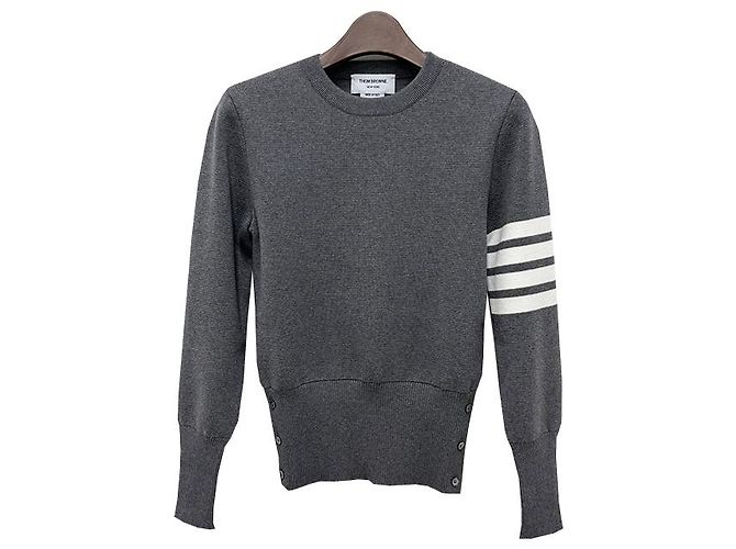 Thom Browne Maglione in cotone lavorato Milano con righe diagonali Marrone - vista 12