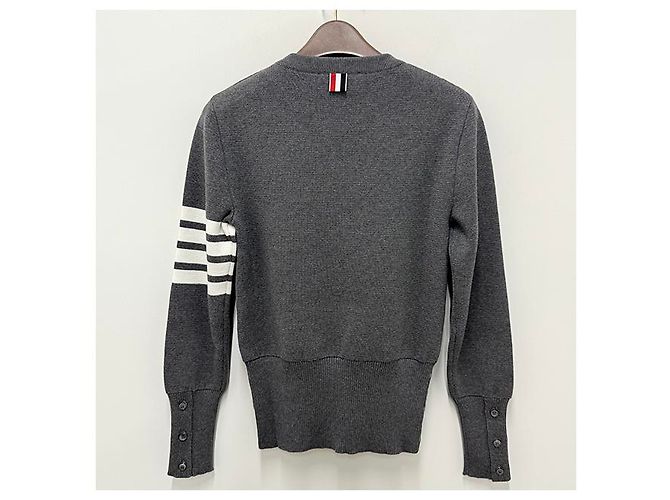 Thom Browne Maglione in cotone lavorato Milano con righe diagonali Marrone - vista 13