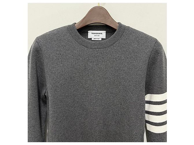 Thom Browne Maglione in cotone lavorato Milano con righe diagonali Marrone - vista 15
