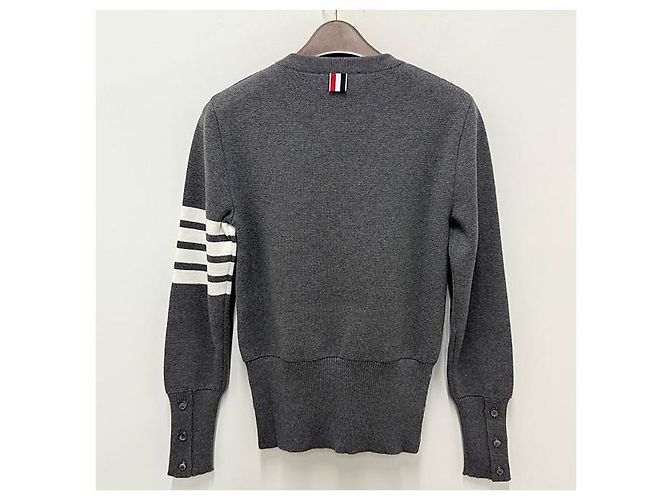 Thom Browne Maglione in cotone lavorato Milano con righe diagonali Marrone - vista 2