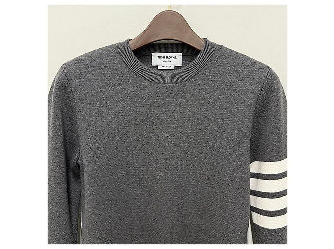 Thom Browne Maglione in cotone lavorato Milano con righe diagonali Marrone - vista 4