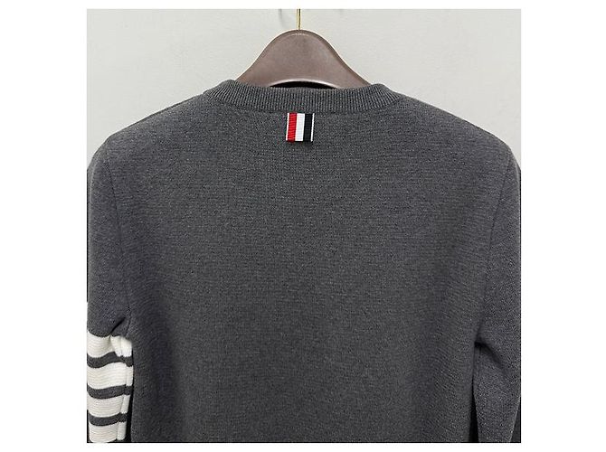 Thom Browne Maglione in cotone lavorato Milano con righe diagonali Marrone - vista 7