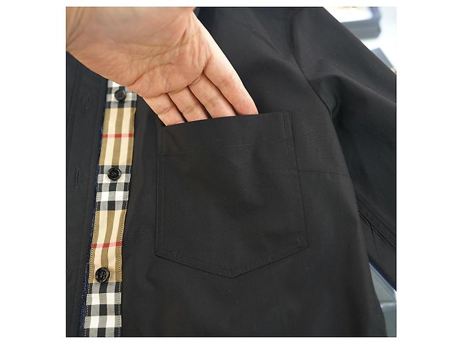 Burberry Camicia a maniche lunghe in cotone nero a quadri slim fit - vista 12