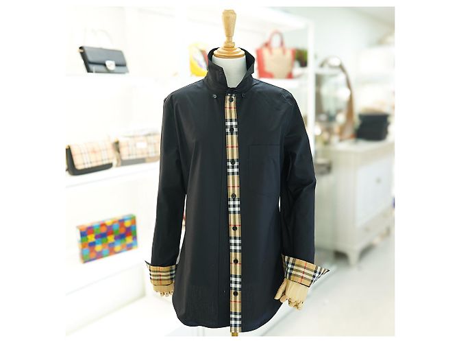 Burberry Camicia a maniche lunghe in cotone nero a quadri slim fit - vista 2