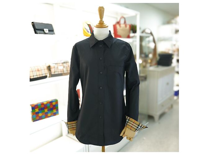 Burberry Camicia a maniche lunghe in cotone nero a quadri slim fit - vista 3