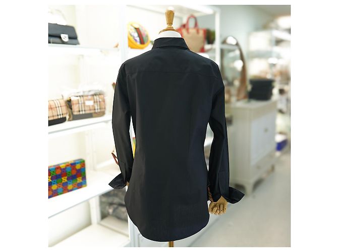 Burberry Camicia a maniche lunghe in cotone nero a quadri slim fit - vista 5