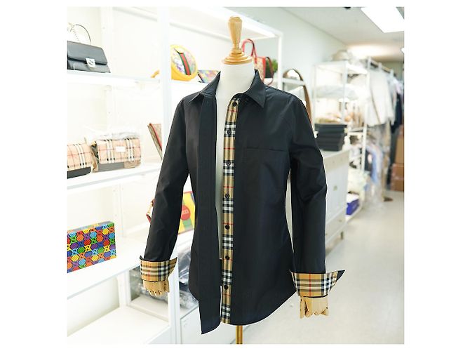 Burberry Camicia a maniche lunghe in cotone nero a quadri slim fit - vista 6