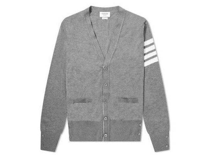 Thom Browne Merinowoll-Strickcardigan in Perlgrau Braun - Ansicht 2