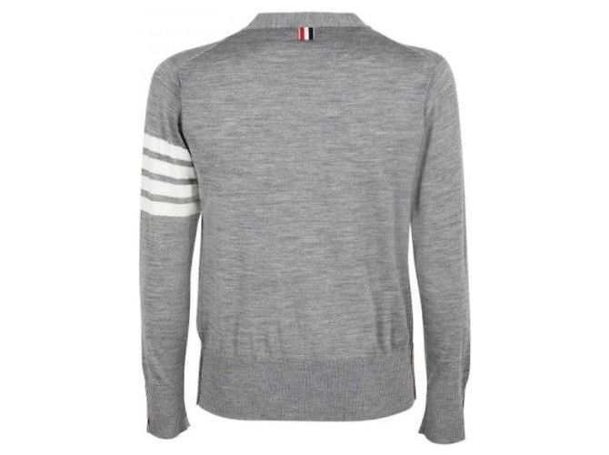 Thom Browne Merinowoll-Strickcardigan in Perlgrau Braun - Ansicht 3