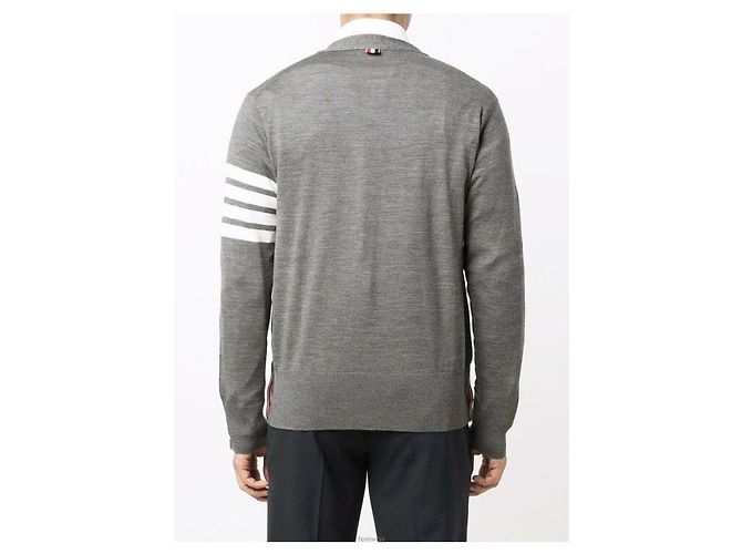 Thom Browne Merinowoll-Strickcardigan in Perlgrau Braun - Ansicht 5