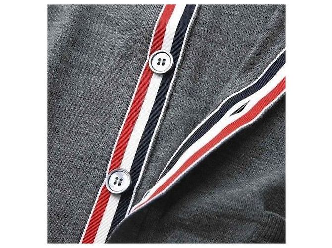 Thom Browne Merinowoll-Strickcardigan in Mittelgrau Braun - Ansicht 10