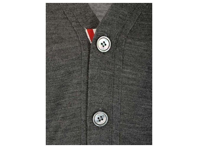 Thom Browne Merinowoll-Strickcardigan in Mittelgrau Braun - Ansicht 11
