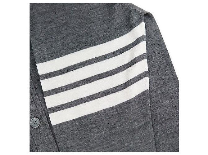 Thom Browne Merinowoll-Strickcardigan in Mittelgrau Braun - Ansicht 12