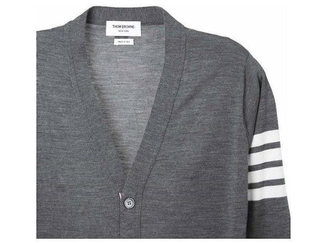 Thom Browne Merinowoll-Strickcardigan in Mittelgrau Braun - Ansicht 3