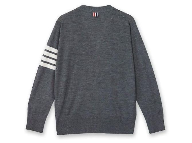 Thom Browne Merinowoll-Strickcardigan in Mittelgrau Braun - Ansicht 4