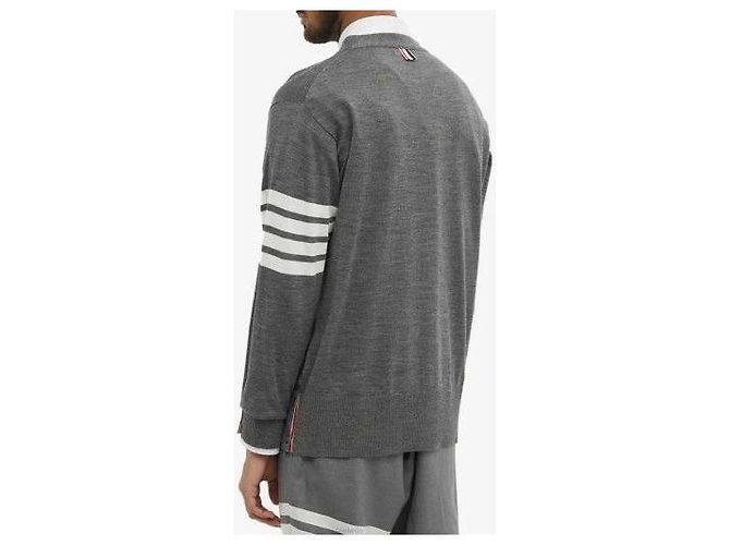 Thom Browne Merinowoll-Strickcardigan in Mittelgrau Braun - Ansicht 6