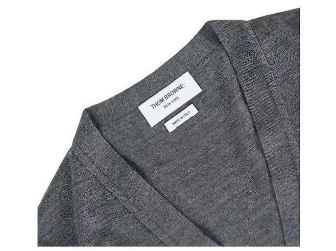 Thom Browne Merinowoll-Strickcardigan in Mittelgrau Braun - Ansicht 7