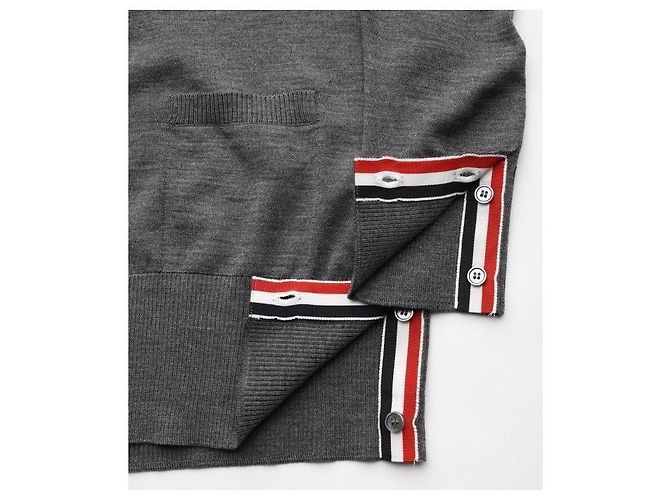 Thom Browne Merinowoll-Strickcardigan in Mittelgrau Braun - Ansicht 9