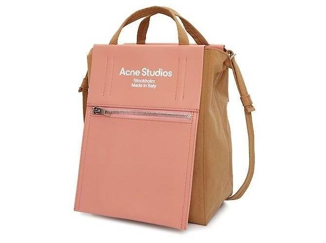 Borsa mini tote a tracolla Acne Logo AEV Marrone - vista 3