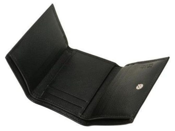 Prada Triangle Logo Saffiano Leather Wallet Black QHH - view 4