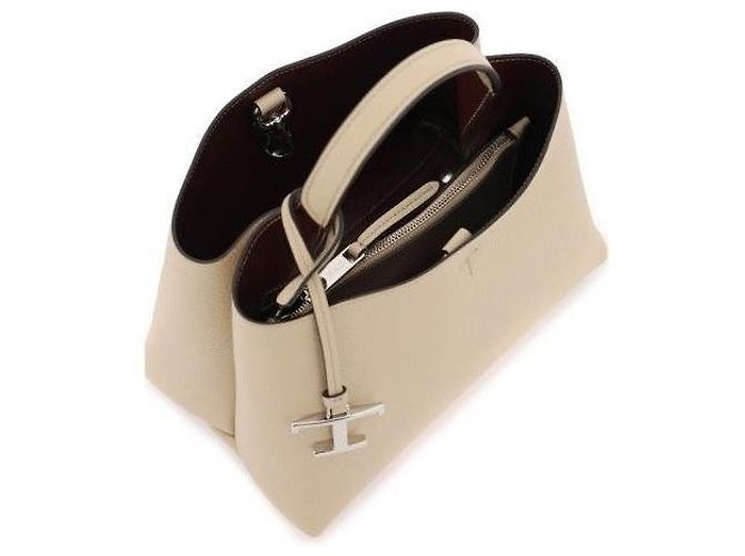 Tod's Borsa micro tote in metallo senza tempo beige con stampa: QRI - vista 6