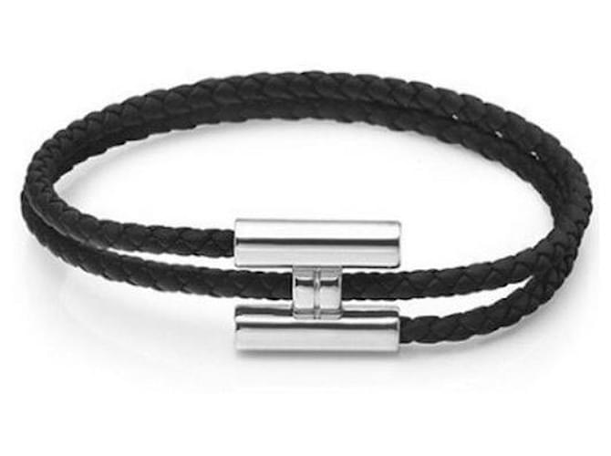 Hermès Bracciale da Uomo Tunis Trese Nero Argento - vista 2