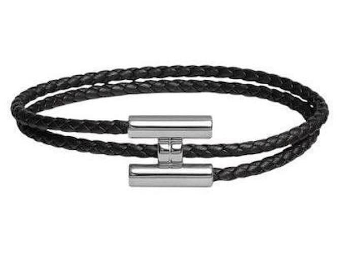 Hermès Bracciale da Uomo Tunis Trese Nero Argento - vista 6