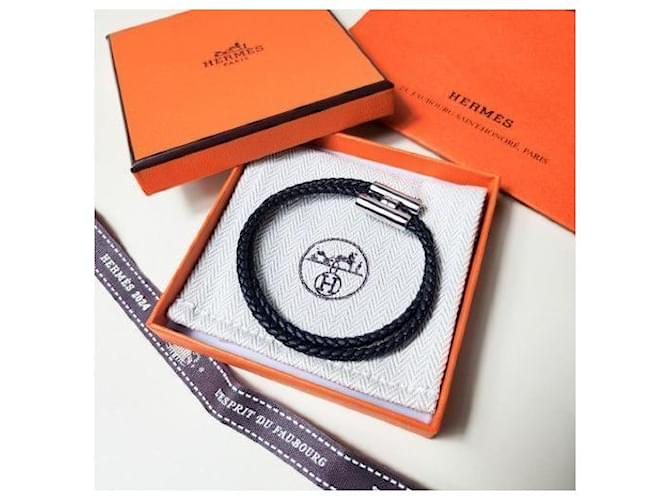 Hermès Bracciale da Uomo Tunis Trese Nero Argento - vista 7