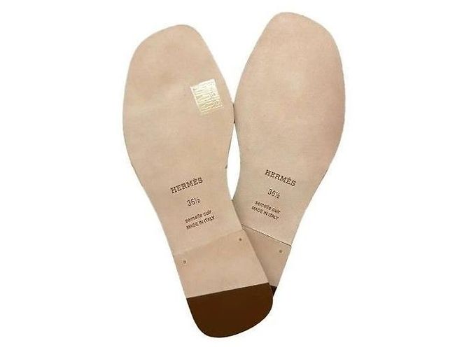 Hermès Sandali Oran Epsom Etoupe Marrone - vista 4