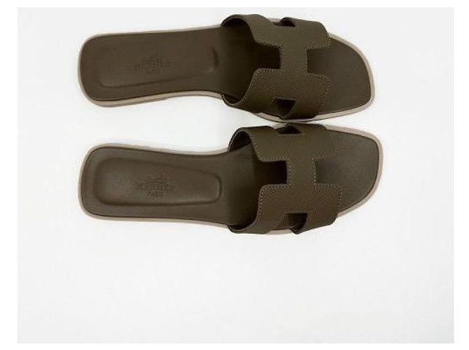 Hermès Sandali Oran Epsom Etoupe Marrone - vista 6