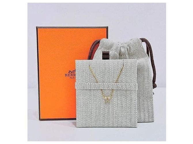 Hermès Colar Mini Pop Hache Marrom Glace Ouro Rosa - vista 10