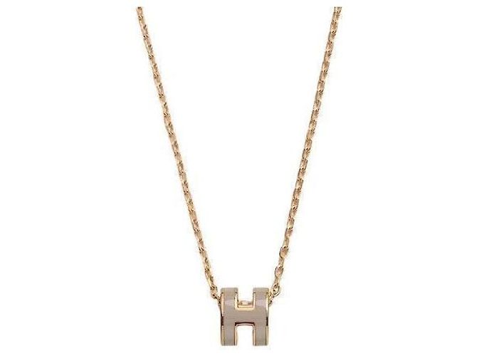 Hermès Colar Mini Pop Hache Marrom Glace Ouro Rosa - vista 2
