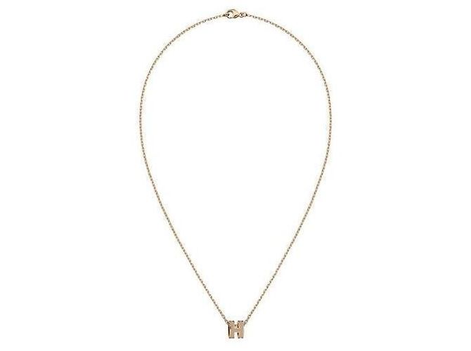 Hermès Colar Mini Pop Hache Marrom Glace Ouro Rosa - vista 5