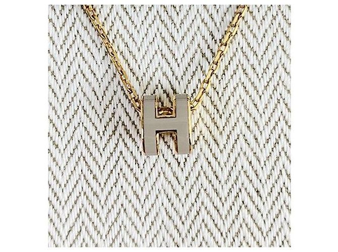 Hermès Colar Mini Pop Hache Marrom Glace Ouro Rosa - vista 6