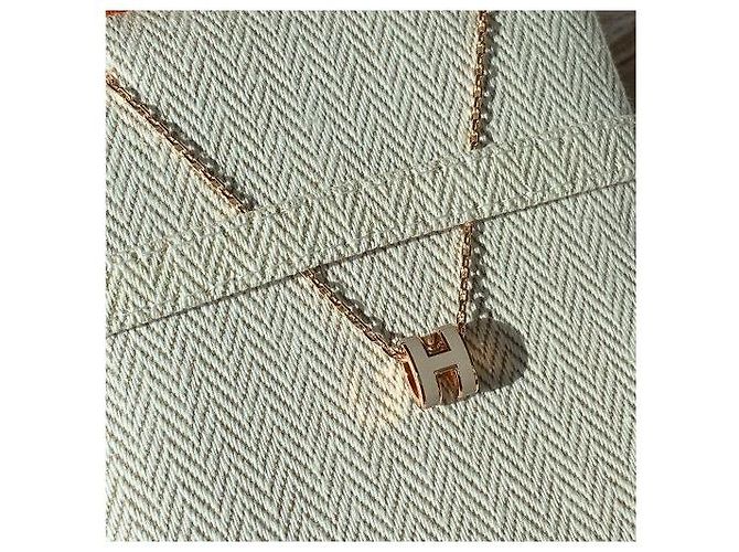Hermès Mini Pop Hach Necklace Maron Glaze Rose Gold Pink - vista 10
