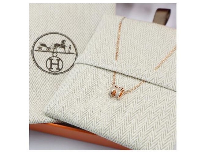 Hermès Mini Pop Hach Necklace Maron Glaze Rose Gold Pink - vista 11