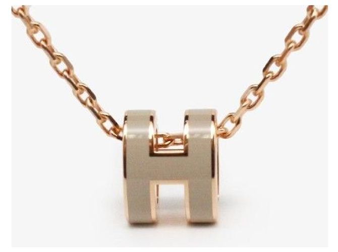 Hermès Mini Pop Hach Necklace Maron Glaze Rose Gold Pink - vista 3