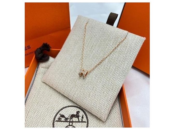 Hermès Mini Pop Hach Necklace Maron Glaze Rose Gold Pink - vista 8
