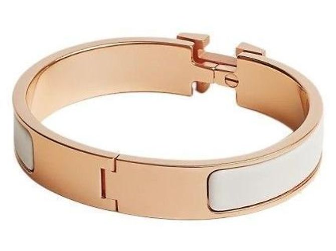 Hermès Bracciale Clickashu Oro Rosa Bianco PM - vista 5