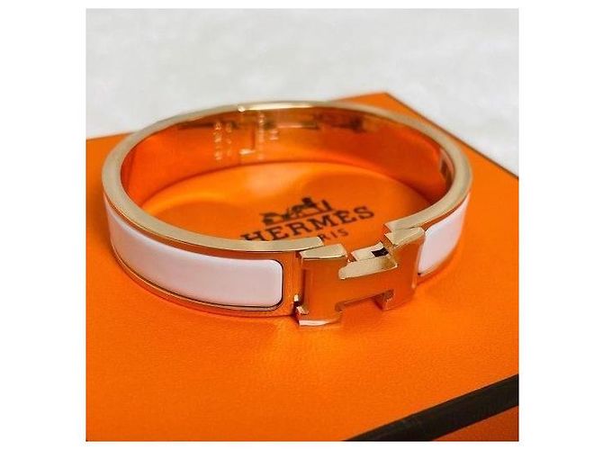 Hermès Bracciale Clickashu Oro Rosa Bianco PM - vista 6