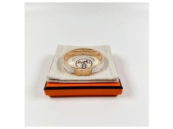 Hermès Bracciale Clickashu Oro Rosa Bianco PM - vista 7