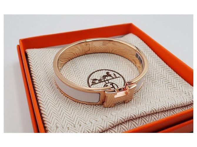 Hermès Bracciale Clickashu Oro Rosa Bianco PM - vista 9