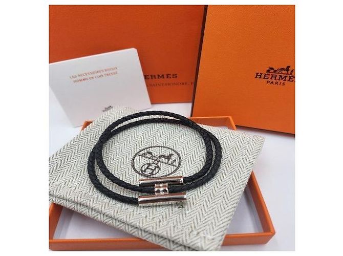 Hermès Bracciale da Uomo Tunis Tresor Nero Argento - vista 10
