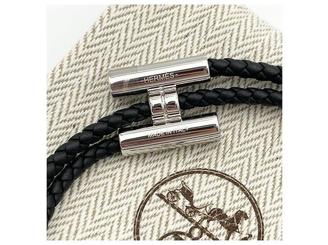 Hermès Bracciale da Uomo Tunis Tresor Nero Argento - vista 5
