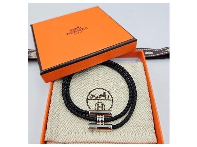 Hermès Bracciale da Uomo Tunis Tresor Nero Argento - vista 8