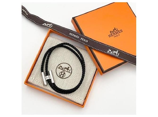 Hermès Bracciale da Uomo Tunis Tresor Nero Argento - vista 9
