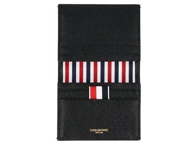 Thom Browne Triple Stripe Folded Double Card Holder Black - view 3