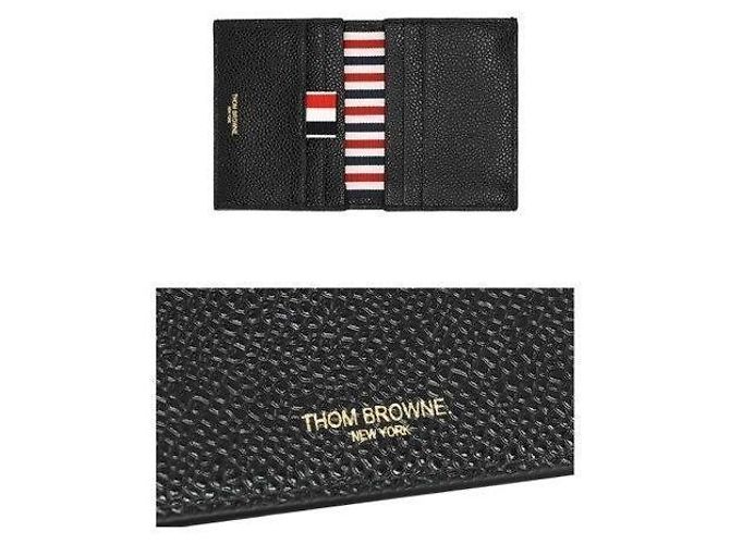 Thom Browne Triple Stripe Folded Double Card Holder Black - view 5
