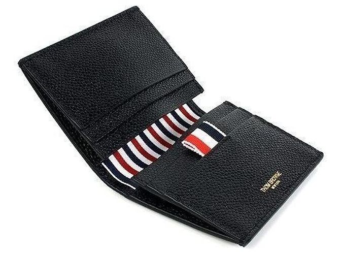 Thom Browne Triple Stripe Folded Double Card Holder Black - view 6