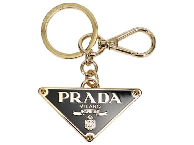 Prada Portachiavi Logo Triangolo Nero Oro - vista 2